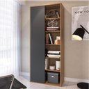 Ver imagem 1 de Estante Livreiro com 1 Porta e 6 Nichos - Grafite/Mel