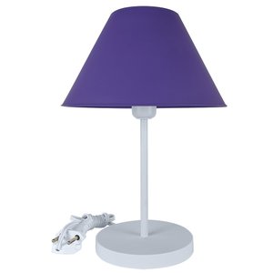 Abajur Infantil Luminária de Mesa Fino Decoração Quarto – Skinny Base Branca Cúpula Lilás