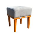 Ver imagem 1 de Puff Banqueta Pérola Linho Cinza Pés em Madeira