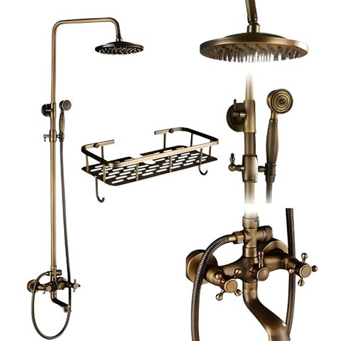 Chuveiro Retrô Bronze Antigo Misturador Água Quente/fria