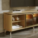 Ver imagem 4 de Rack Lincoln Float 1,70m MDF com LED e Vidro Reflecta Carvalho