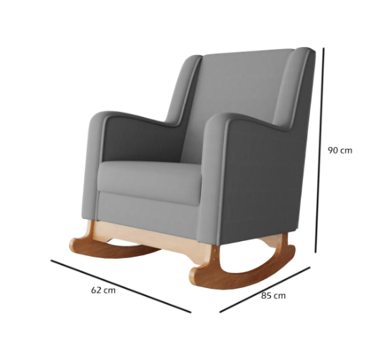 Cadeira Poltrona de Amamentação e Balanço C/ Puff Linho Grafite - Lahome Decor Aquila - 3