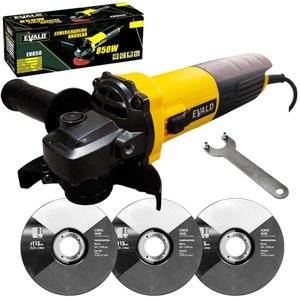 Esmerilhadeira Angular 4.1/2 POL 850W 115MM EV850 EVALD + Kit 3 Discos-220V