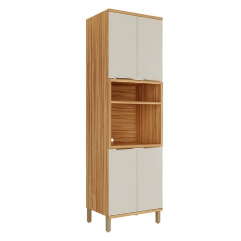 Paneleiro Sauvignon 4 Portas 100% Mdf Amêndoa/off White - Rio Doce