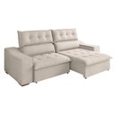 Ver imagem 2 de Sofa Retrátil e Reclinável com Pillow Top 4 Lugares 2,50m Bellory Bege Marfim
