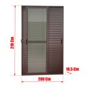 Ver imagem 4 de Porta Correr Venez.3F.Móv.210x200 Elite c/Fechad.Tet.V.Lis.Marrom Corten Brimak