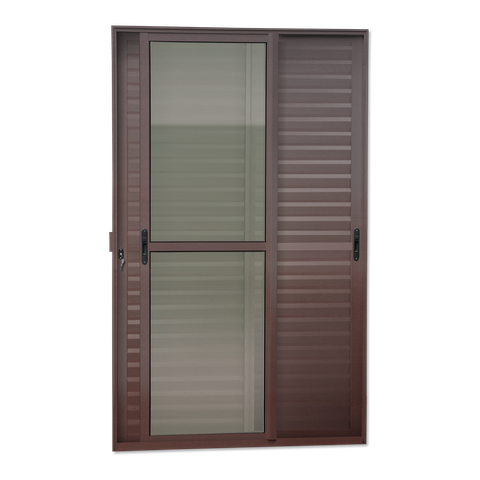 Porta Correr Venez.3F.Móv.210x200 Elite c/Fechad.Tet.V.Lis.Marrom Corten Brimak