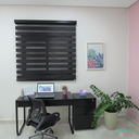 Ver imagem 4 de Persiana Rolo Double Vision Zebra 160larg X 220alt Preta Total Black C/ Bando - Sala/ Escritório/qua