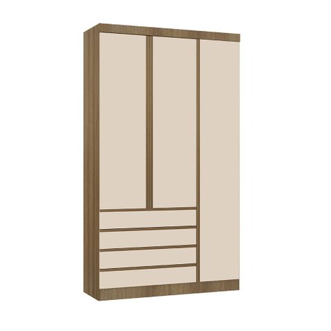 Guarda Roupa Modulado 3 Portas e 4 Gavetas 132cm Veneza Luciane Móveis