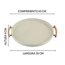 Ver imagem 2 de Bandeja Sense 41,5x37x3 Cm Bege com Alças Bambu Premium Elegância e Sustentabilidade