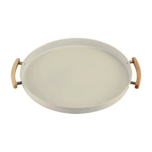 Bandeja Sense 41,5x37x3 Cm Bege com Alças Bambu Premium Elegância e Sustentabilidade