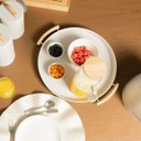 Ver imagem 3 de Bandeja Sense 41,5x37x3 Cm Bege com Alças Bambu Premium Elegância e Sustentabilidade