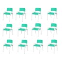 Ver imagem 1 de Kit 12 Cadeiras Infantil Iso, Escola, Base Branca- Verde Água