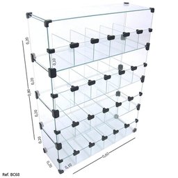 Baleiro Expositor Modulado em Vidro - 0,60 X 0,80 X 0,20 - 2