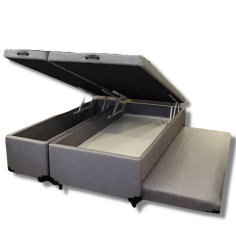 Cama Box Baú Bipartido Casal com Auxiliar Suede:areia