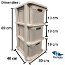 Ver imagem 4 de Gaveteiro Organizador 3 Gavetas 15 L Cada Rischiotto Rattan