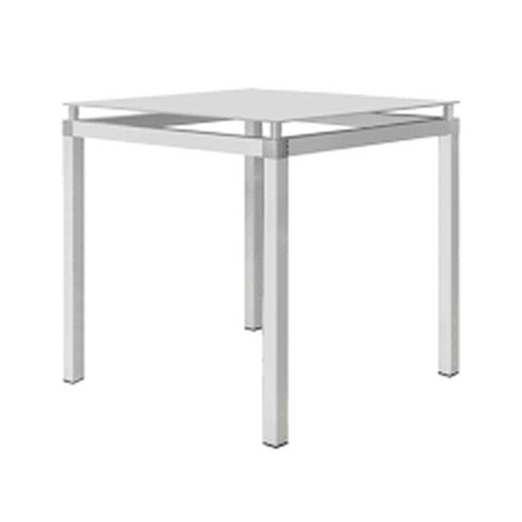 Mesa Tubular Malva 75x75 cm Branco Com Tampo De Vidro Temperado Branco Artefamol 9749/11296 - BRANCO