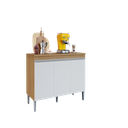 Ver imagem 3 de Balcão de Cozinha para Pia 120cm 3 Portas sem Tampo Manu MDP Amêndoa/Branco Multiuso Lavanderia