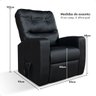 Cadeira Poltrona do Papai Reclinável Conforto Sala de Estar com Porta Copo Corino Preto - 8
