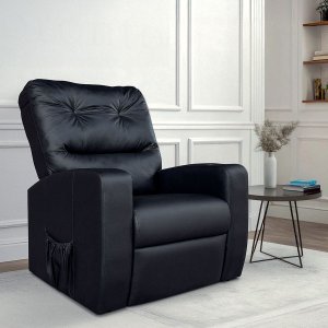 Cadeira Poltrona do Papai Reclinável Conforto Sala de Estar com Porta Copo Corino Preto