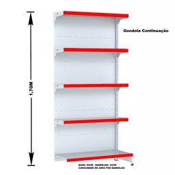 Gondola Parede 170 Fit Ate 4 Metros Branco 20 Bandeja Pe Vermelho - 3