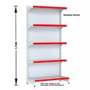 Ver imagem 2 de Gondola Parede 170 Fit Ate 4 Metros Branco 20 Bandeja Pe Vermelho