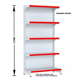 Gondola Parede 170 Fit Ate 4 Metros Branco 20 Bandeja Pe Vermelho - 2