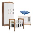 Ver imagem 1 de Quarto de Bebê New Selena 3 Portas com Berço Lila e Cômoda Gran Selena Branco Acetinado Amadeirado e