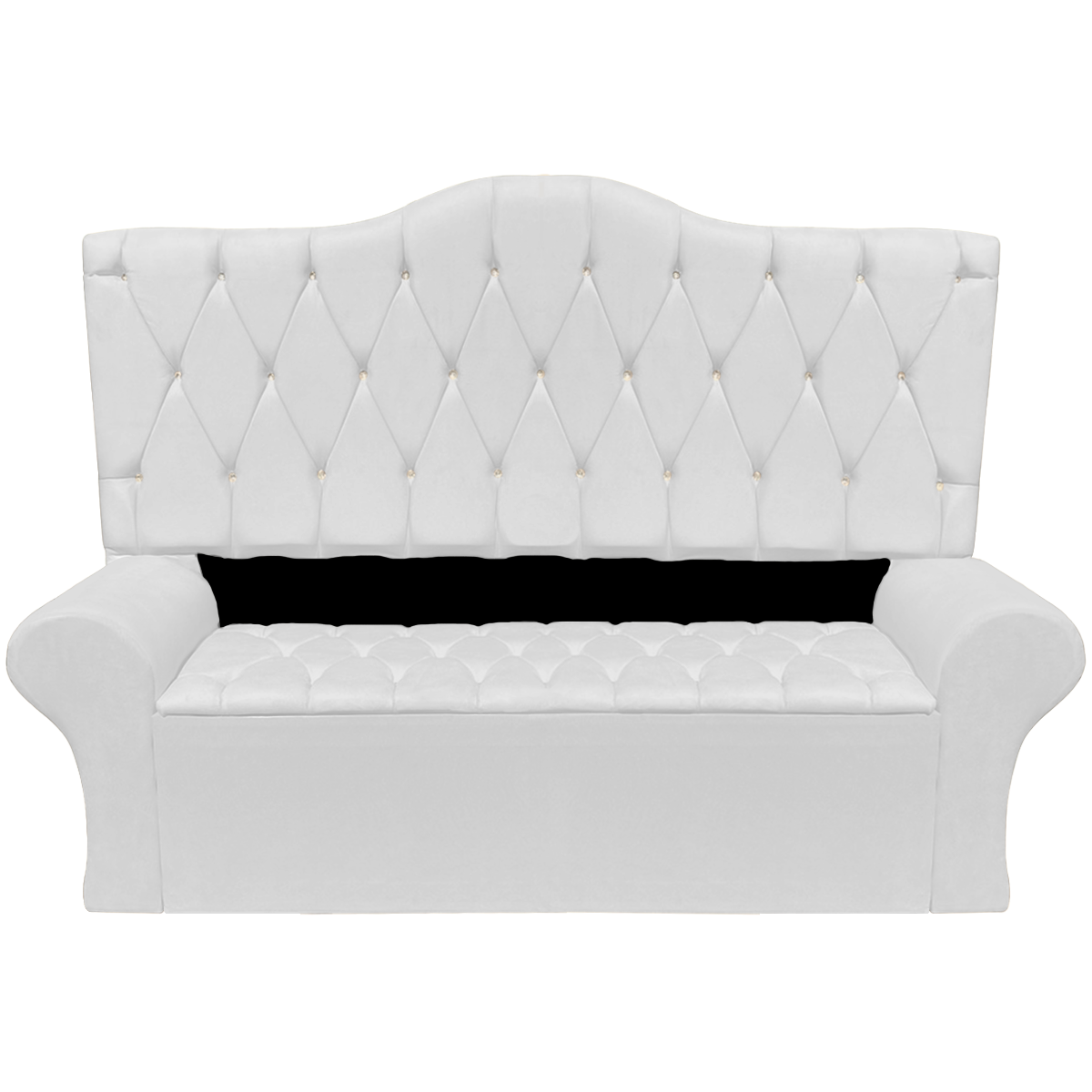 Conjunto Cabeceira King Casal e Recamier Baú 195cm Calçadeira Estofado:corino Branco - 2