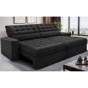 Ver imagem 1 de Sofá Retrátil e Reclinável 2,50m Molas Ensacadas Max Spring Velusoft Preto Cama Inbox