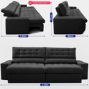 Ver imagem 3 de Sofá Retrátil e Reclinável 2,50m Molas Ensacadas Max Spring Velusoft Preto Cama Inbox