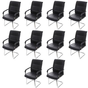 Kit 10 Cadeiras para Escritório Interlocutor Estofada em Corino Estocolmo 3323