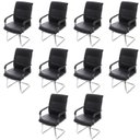 Ver imagem 1 de Kit 10 Cadeiras Interlocutor para Escritório Estofada em Corino Estrutura Cromada Fixa Preta Estocolmo