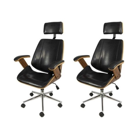 Kit 2 Cadeiras Escritorio Presidente Corino e Madeira Bergen 3331 Preto