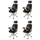 Ver imagem 1 de Kit 4 Cadeiras Escritorio Presidente Corino e Madeira Bergen 3331 Preto