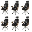 Ver imagem 1 de Kit 6 Cadeiras Escritorio Presidente Corino e Madeira Bergen 3331 Preto