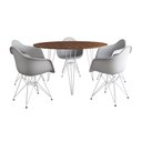 Ver imagem 6 de Mesa Jantar Redonda 110Cm Amêndoa Clips 3 Pés Com 5 Poltronas Brancas Ferro Branco - Cor: Amendoa