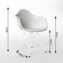 Ver imagem 2 de Mesa Jantar Redonda 110Cm Amêndoa Clips 3 Pés Com 5 Poltronas Brancas Ferro Branco - Cor: Amendoa