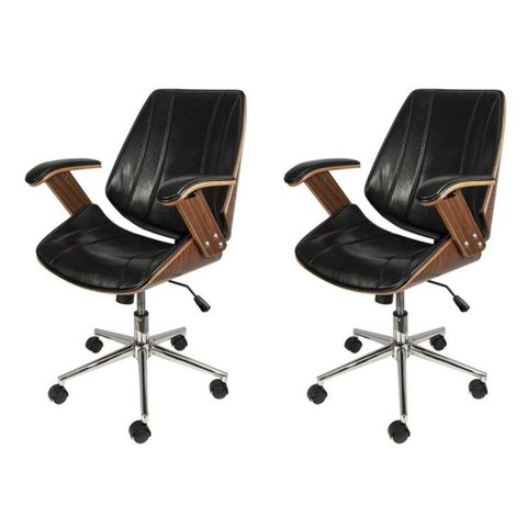 Kit 2 Cadeiras Escritório Diretor Corino e Madeira Bergen 3331 Preto