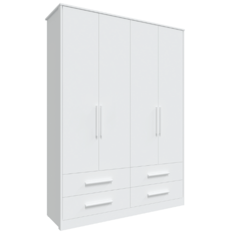 Guarda Roupa Infantil Peroba Charlô Mdf 4 Portas Lisa Branco