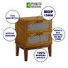 Mesa de Cabeceira 2 Gavetas Santorini Nature 45 Cm Palhinha Indiana - 2