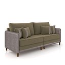 Ver imagem 5 de Sofá Montecarlo 3 Lugares 232cm Veludo/pu Castor/cinza