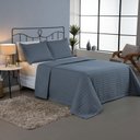 Ver imagem 5 de Kit Cobre Leito Colcha Bellini King Dupla Face Percal 300 Fios Textura Matelassê 3 Peças - Azul