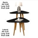 Ver imagem 3 de Jogo 2 Mesas Sala Lateral e Apoio 3 Pontas Esfiha Estilo Retro Pés Palito Cor Preto - Comprar Moveis