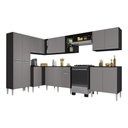 Ver imagem 2 de Armário Cozinha Modulada Completa de Canto 432,5cm Pequim Pop Multimóveis Mp3774 Preto/lacca Fumê