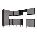 Ver imagem 7 de Armário Cozinha Modulada Completa de Canto 432,5cm Pequim Pop Multimóveis Mp3774 Preto/lacca Fumê
