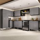Ver imagem 1 de Armário Cozinha Modulada Completa de Canto 432,5cm Pequim Pop Multimóveis Mp3774 Preto/lacca Fumê