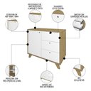 Ver imagem 3 de Balcão para Escritório 1 Porta 3 Gavetas 90cm Merano A06 Olmo/branco - Mpozenato