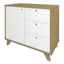 Ver imagem 1 de Balcão para Escritório 1 Porta 3 Gavetas 90cm Merano A06 Olmo/branco - Mpozenato