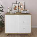 Ver imagem 2 de Balcão para Escritório 1 Porta 3 Gavetas 90cm Merano A06 Olmo/branco - Mpozenato